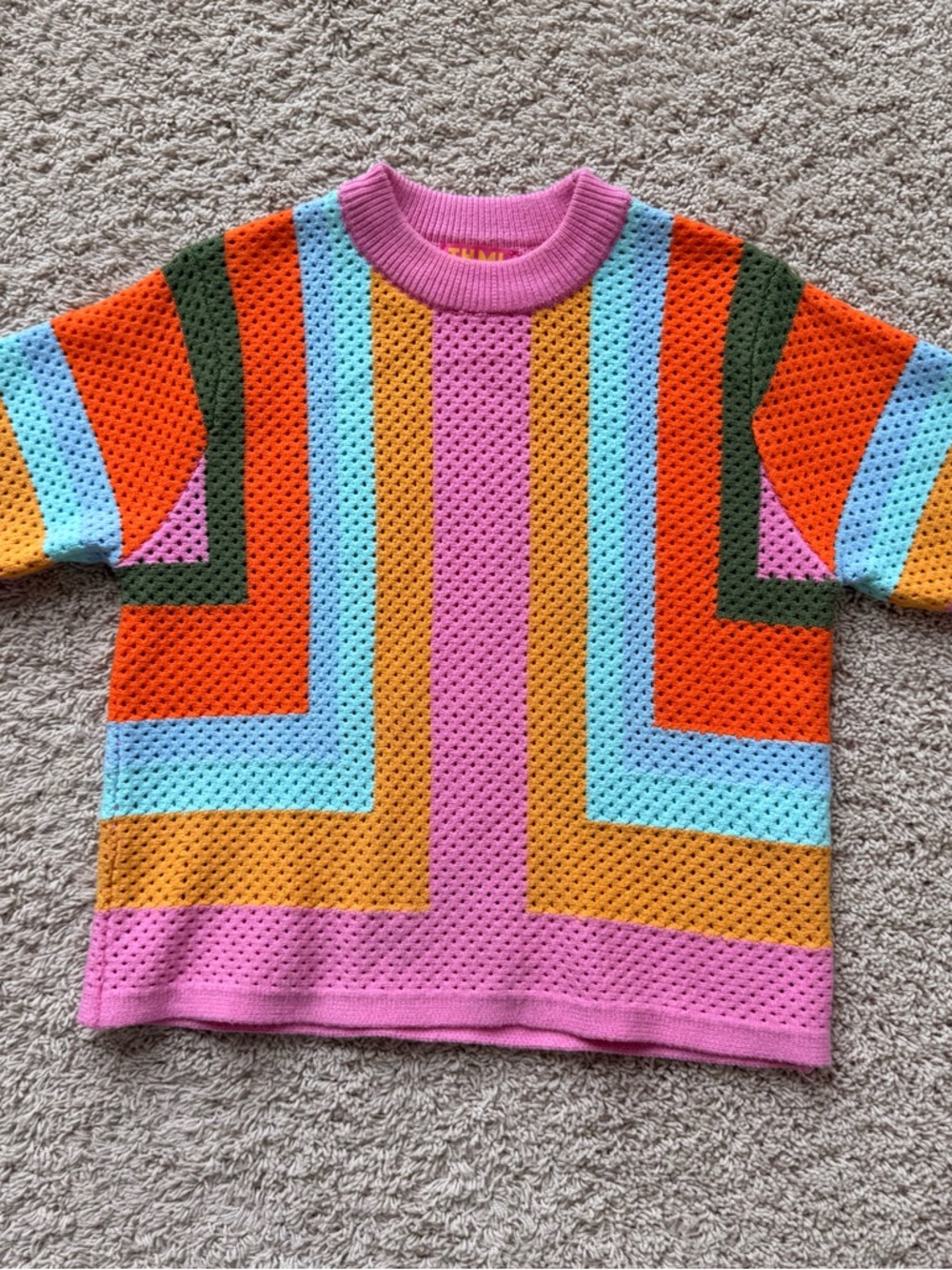 THML Colorblock Knit Sweater - Pink, Yellow, Aqua